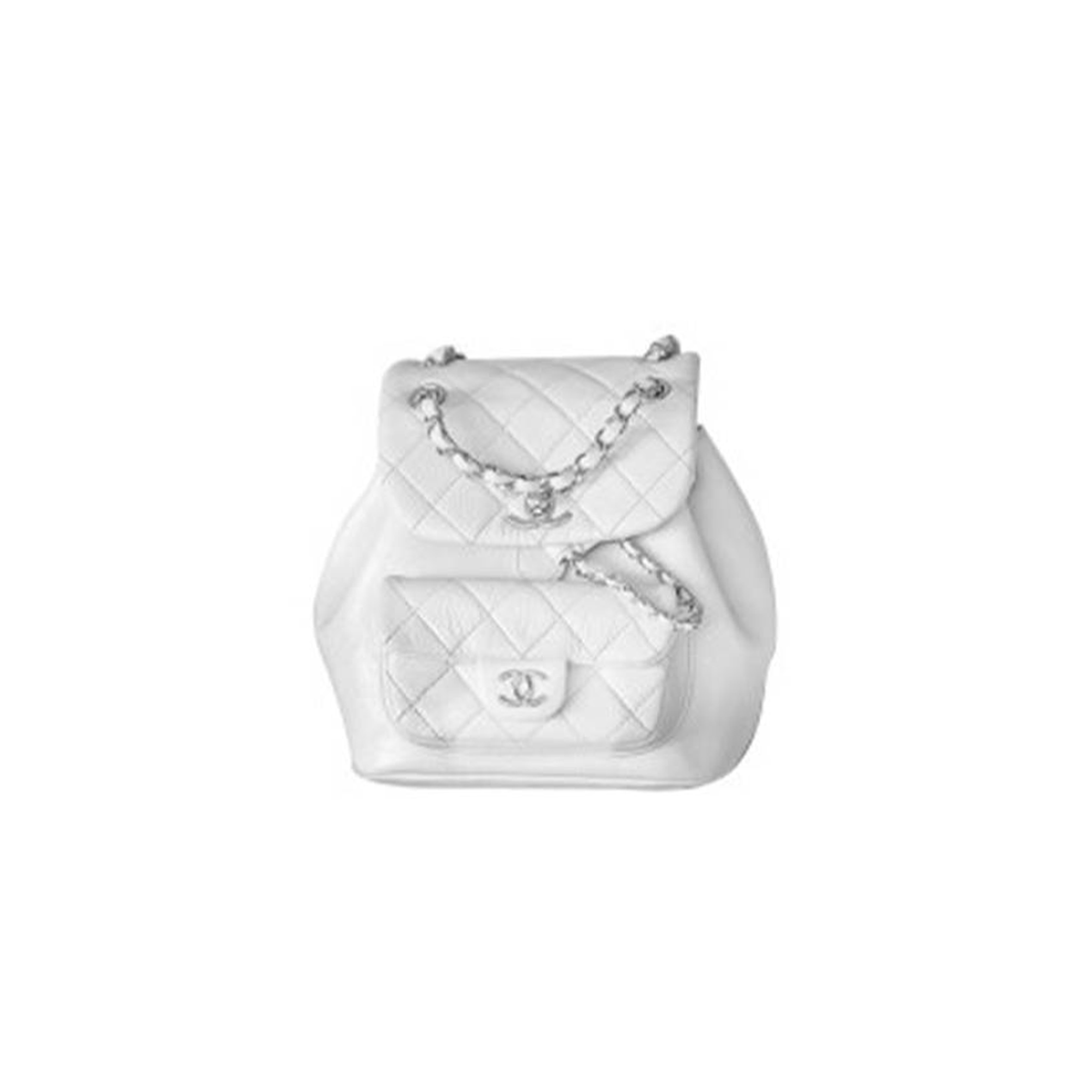 CHANEL BACKPACK WHITE  GOLD HARDWARE  AS1801 (15*18*14cm)